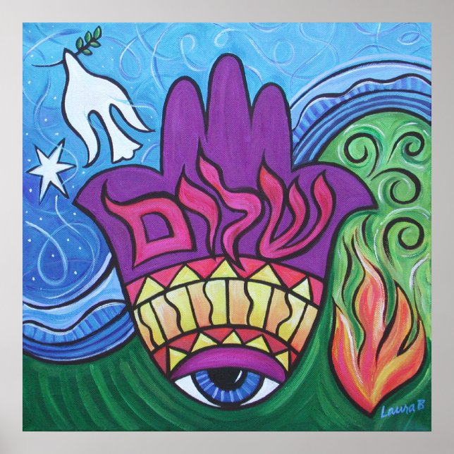 Peace Hamsa Impressão (Frente)