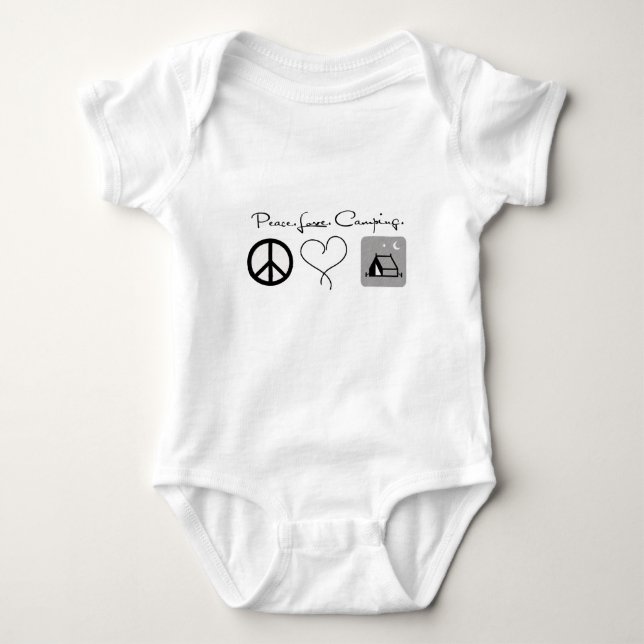 Peace Love acampando camisas de bebês (Frente)