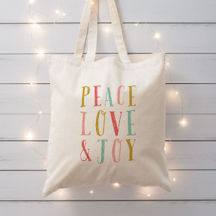 Peace Love and Joy Whimsical Holiday Bolsa