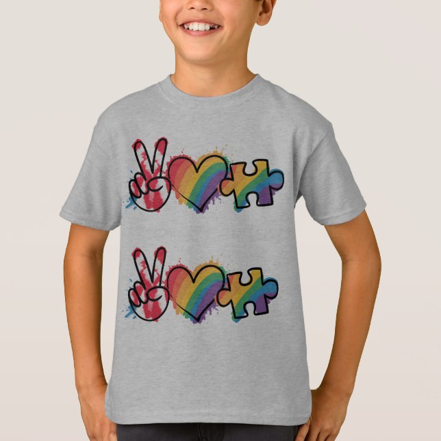 Peace.Love.Autism  T-Shirt (Frente)