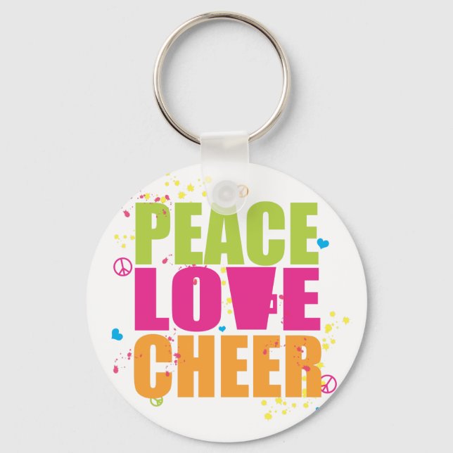 Peace Love Cheer Chaveiro (Frente)