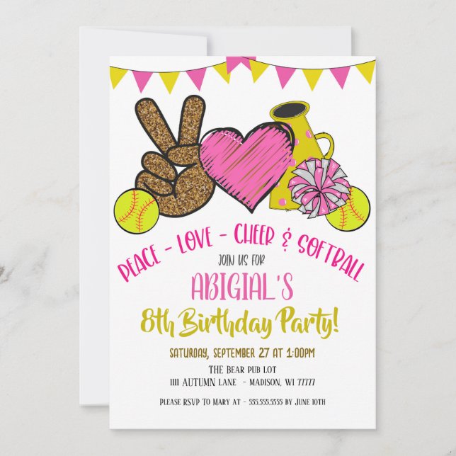 Peace Love Cheer Convite de festas (Frente)