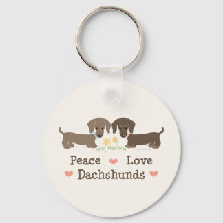 Peace Love Dachshances Chaveiro