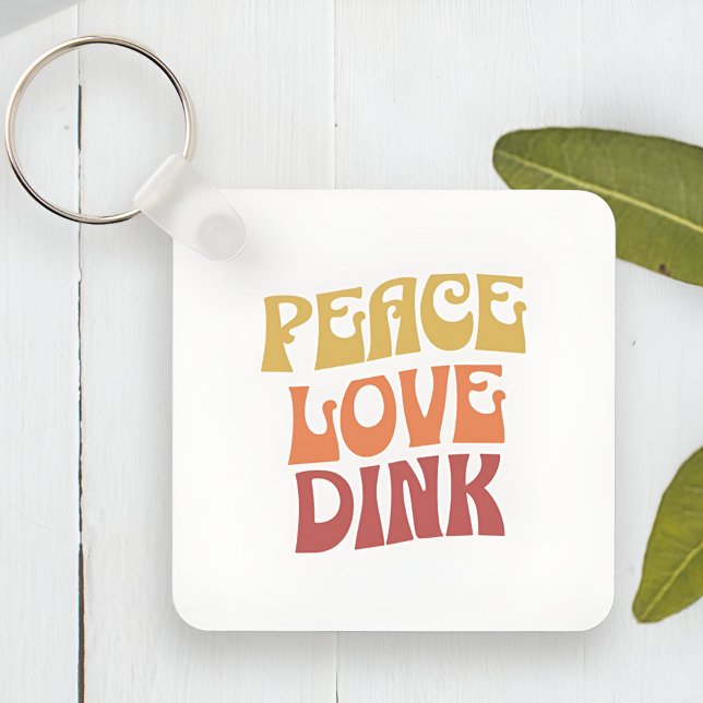 Peace Love Dink Square Metal Chaveiro (Peace Love Dink Square Metal Keychain)