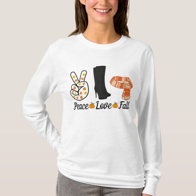 Peace Love Fall Long-Sleeve T-Shirt (Frente)