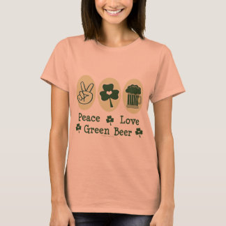 Peace Love Green Beer Ringer Camiseta