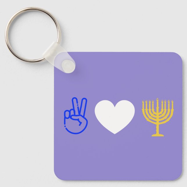 Peace Love & Hanukkah Chaveiro (Frente)
