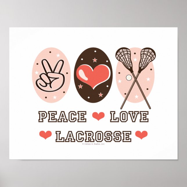 Peace Love Lacrosse Poster Impressão (Frente)