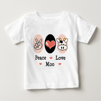 Peace Love Moo Cow Criança Long Sleeve Camiseta