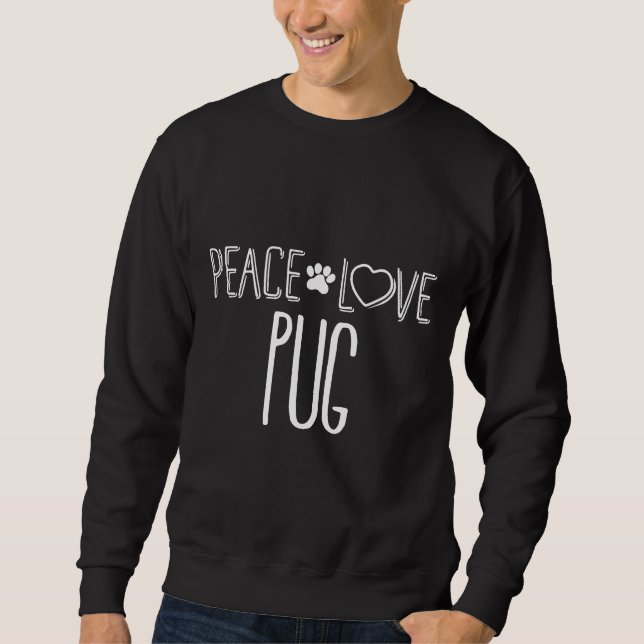 Peace Love Pug Dog Amava Camiseta Essencial 218 (Frente)