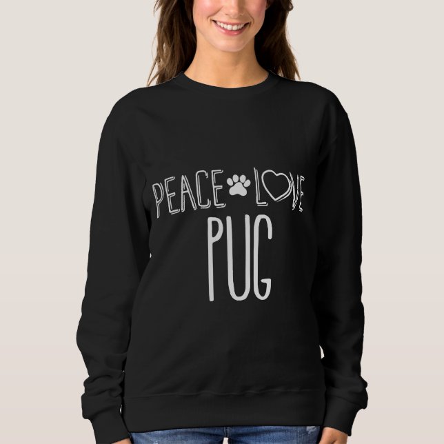 Peace Love Pug Dog Amava Camiseta Essencial 218 (Frente)