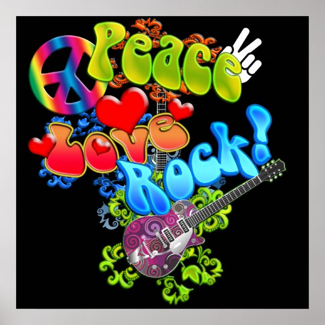 Peace Love Rock Poster (Frente)
