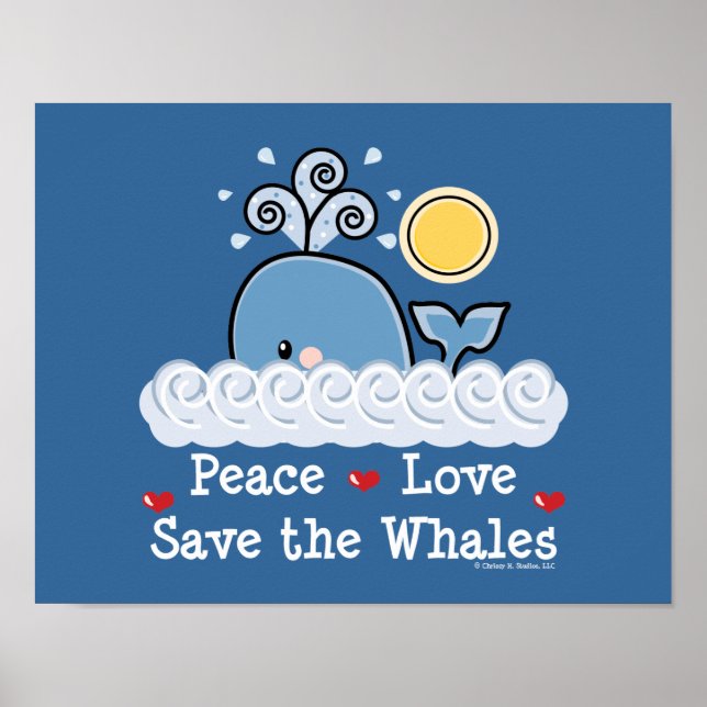 Peace Love Save The Whales Poster (Frente)