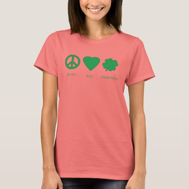 peace love shamrocks mulheres T-Shirt (Frente)
