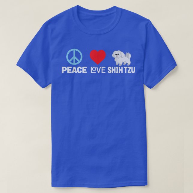 Peace Love Shih Tzu T-Shirt - Engraçado Cachorro P (Frente do Design)
