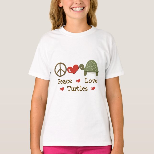 Peace Love Turtles Kids Ringer Camiseta (Frente)