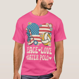 Peace Love Water Polo American Flag Patriótico Wat
