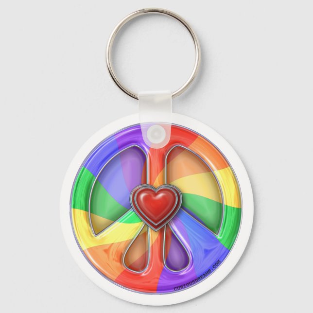 Peace Rainbow Hearts Chaveiro (Frente)