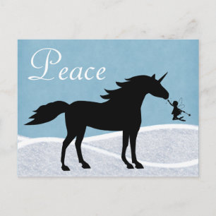 Peace Unicorn e Fairy Winter Cartões de natal