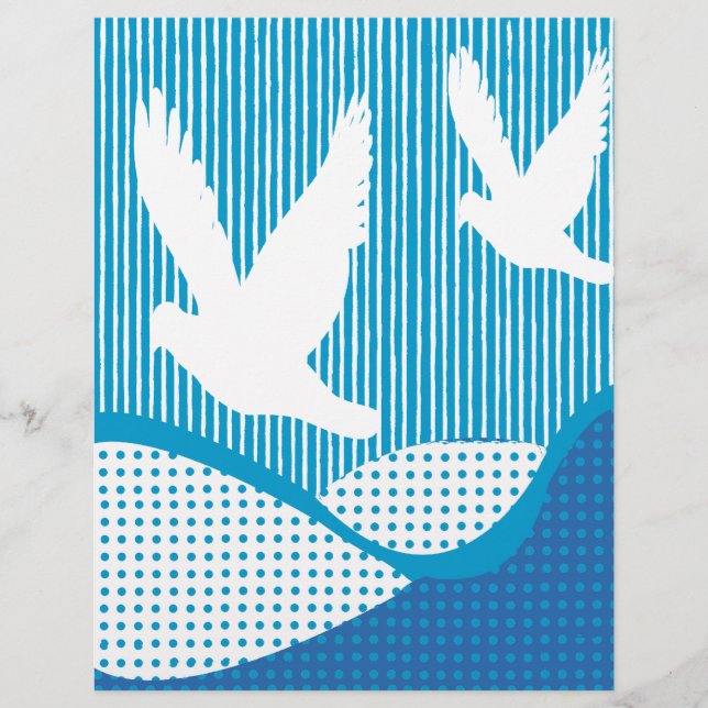 Peace White Doves Artsy Peace Scrapbook Paper (Frente)