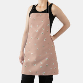 Peach Beige Japanese White Cosmos Floral Pattern