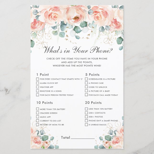 Peach Blush Floral O que há no seu jogo telefônico (Frente)