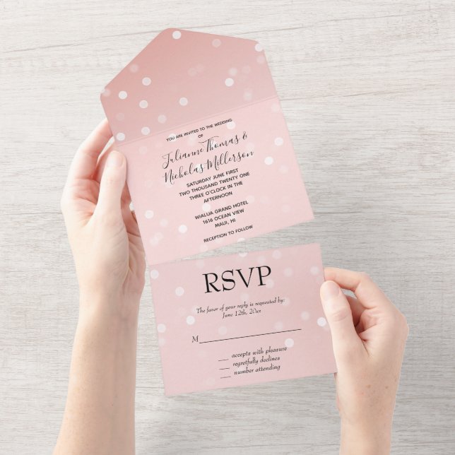 Peach Blush Ombre Confetti Bokeh (Aba destacável)