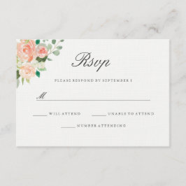Peach Blush Watercolor Floral Weding RSVP