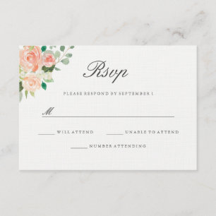 Peach Blush Watercolor Floral Weding RSVP