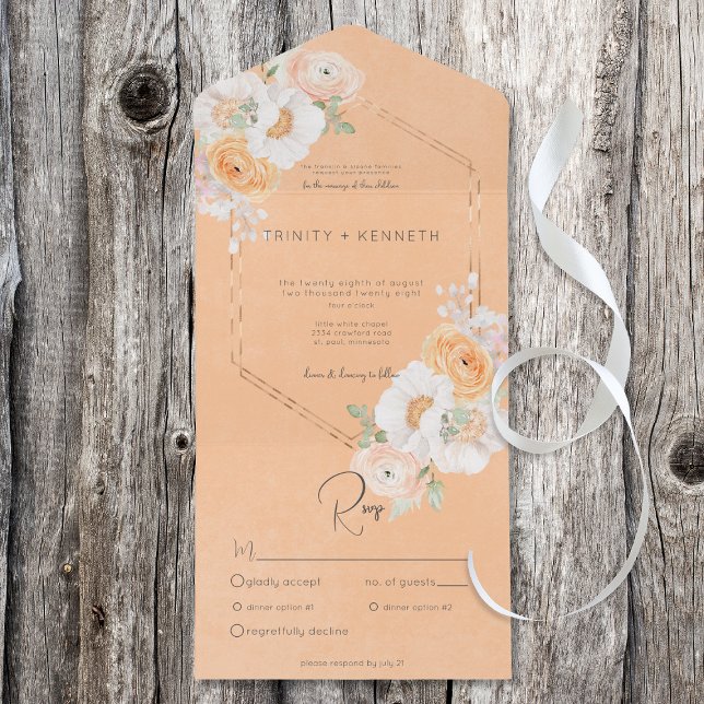 Peach Blush & White Janto Floral Russo (Criador carregado)