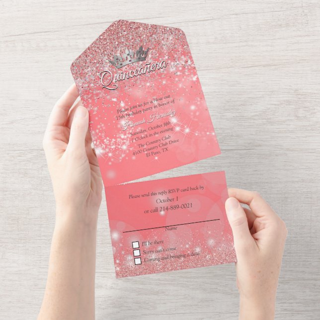 Peach Bokeh e Glitter Quinceañera (Aba destacável)