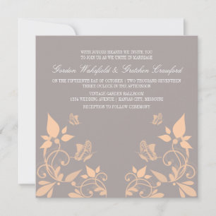 Peach Butterfly Convite de casamento Floral