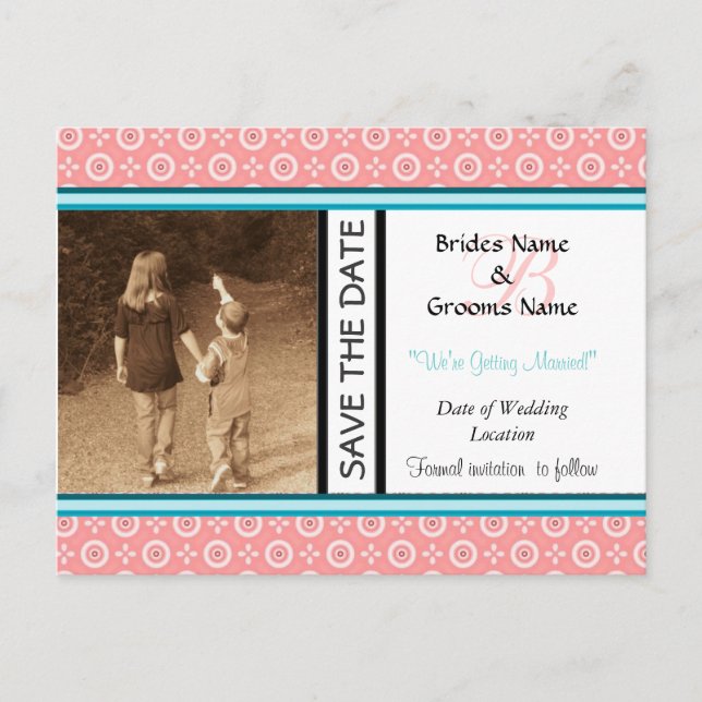 Peach Dot Save The Date Postcard Modelo (Frente)