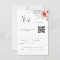 Peach Dusty Blue Floral RSVP