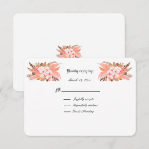Peach e Brown Pampas Grass Weding RSVP