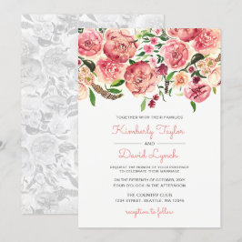 Peach e Coral Flowers Convite para casamento Flora