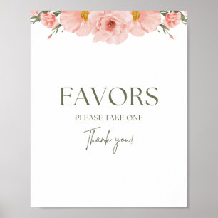 Peach Floral Chá de fraldas favorece Poster