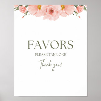 Peach Floral Chá de fraldas favorece Poster