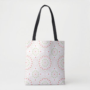 Peach Floral Mandala Tote Bag