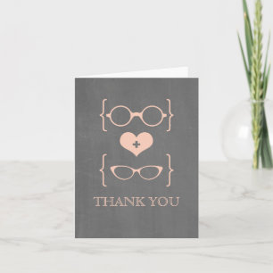 Peach Geeky Óculos Chalkboard Cartões de agradecim