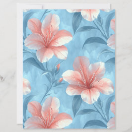 Peach Hibiscus Floral Scrapbook Paper