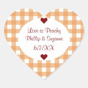 Peach Jelly Wedding Favor Jar Etiqueta