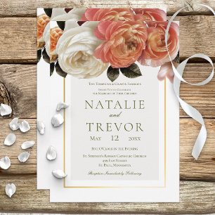 Peach Mimosa Blooms Convite Floral Para Casamento