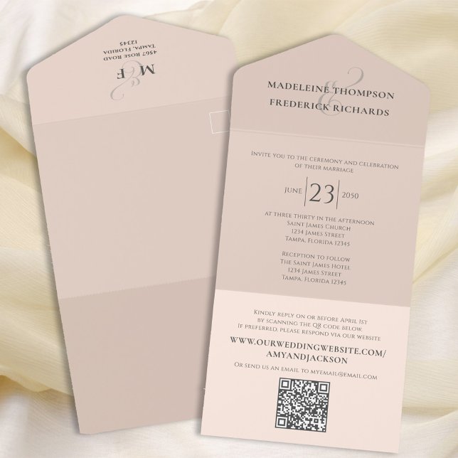 Peach moderno e simples | RSVP de Código QR (Criador carregado)