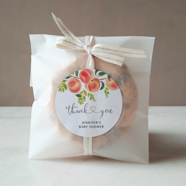 Peach Obrigado Clássico Do Adesivo Redondo (Criador carregado)