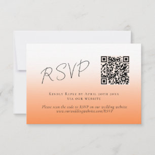 Peach Orange Fuzz QR Code Wedding RSVP