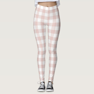  Peach Orange Gingham Leggings femininas