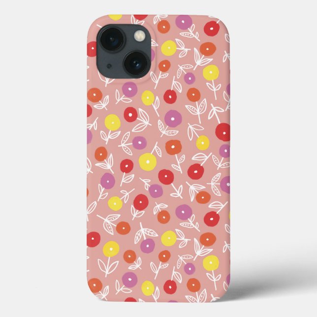 Peach Pastel Floral Ditsy capas de iphone (Verso)