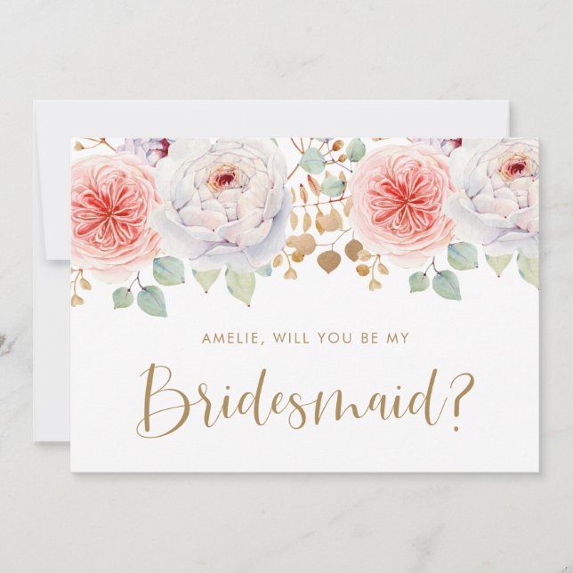 Peach Peony Folhas Douradas Você Será Minha Porta- (Frente)