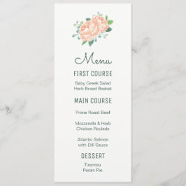 Peach Peony Watercolor Flower Menus
